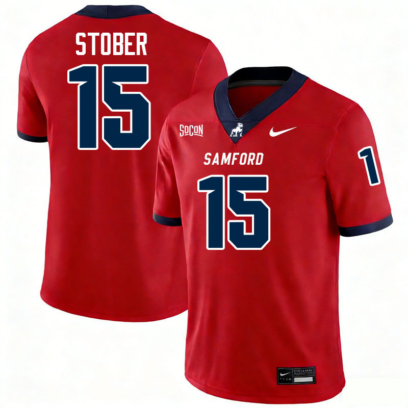 Samford Bulldogs #15 Brady Stober College Football Jerseys,Uniforms-Red
